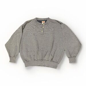 VTG Nutmeg Black &‎ White Striped Pullover Buttons Sweater Large